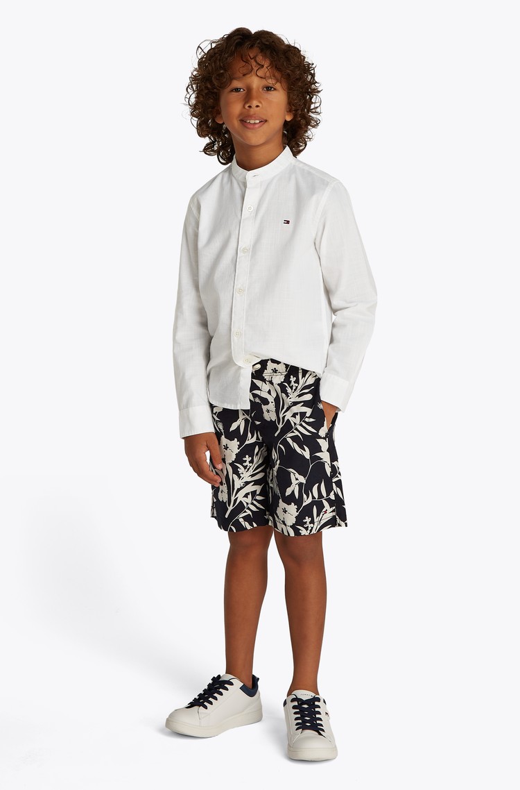TOMMY HILFIGER Mandarin Collar Regular Shirt White 