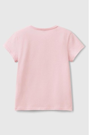 BENETTON Bombažna majica z bleščečim logotipom Roza - Pink 2
