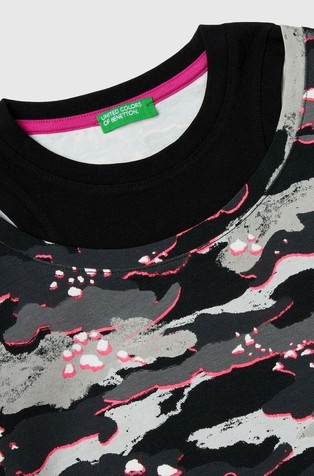 BENETTON Majica s kamuflažnim vzorcem in neonskimi detajli Večbarvna - Multi 3