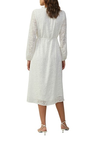 S.OLIVER Midi dress with tunic neckline and jacquard pattern White 2