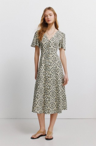 Obleka iz mešanice lanu s potiskom