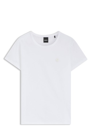 Slim fit bombažna majica s kratkimi rokavi in dvojnim B monogramom