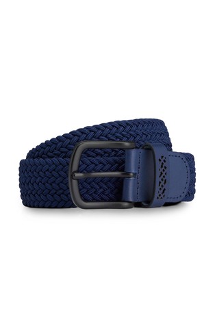 Woven belt with leather trims