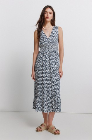 Viscose midi dress with pattern