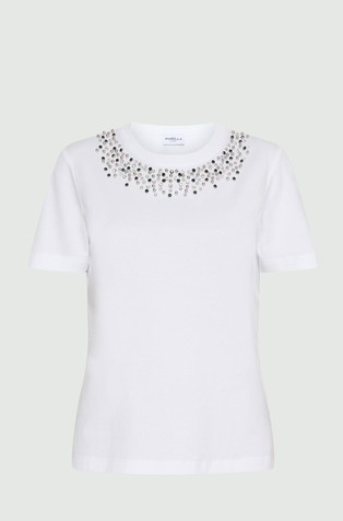 Bombažna majica s kratkimi rokavi in okrasnimi detajli