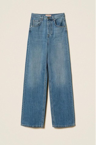 Ravne bombažne jeans hlače