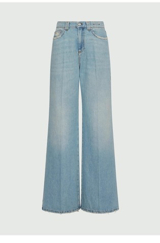 Široke jeans hlače z visokim pasom