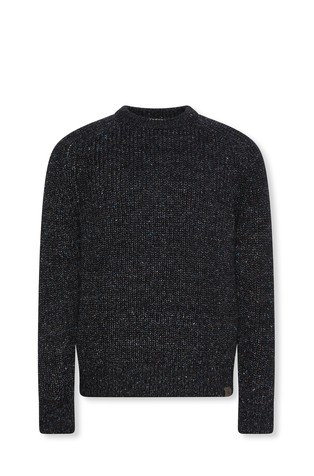 Relaxed fit pleten pulover iz volnene mešanice