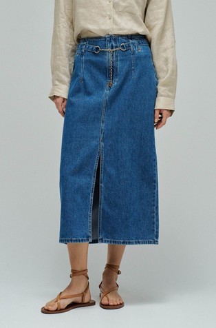 Denim midi skirt
