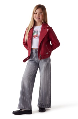 Palazzo fit jeans hlače z okrasnimi kamenčki