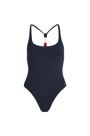 TOMMY HILFIGER Elevated Global Stripe enodelne kopalke Modra - Blue 4