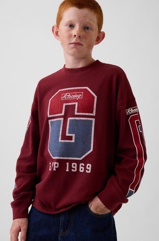 Oversized fit majica z dolgimi rokavi in potiskom