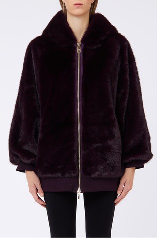 Oversized Faux-fur Jacket With Hood