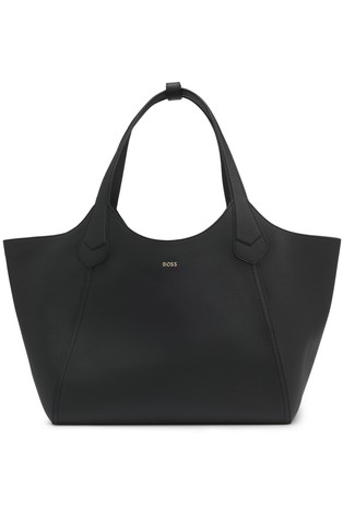 Usnjena tote torba s kovinskim logotipom