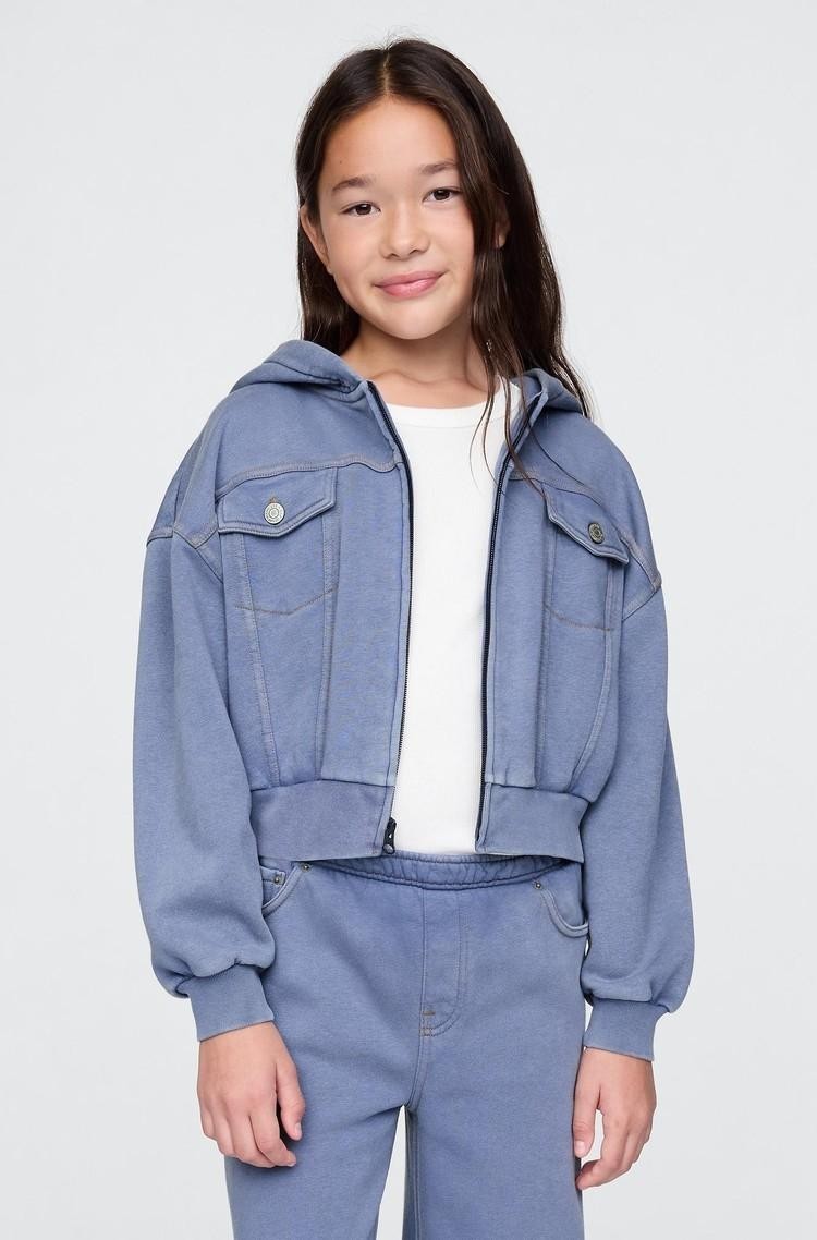 GAP Crop jopa s kapuco za deklice Modra - Bainbridge Blue 