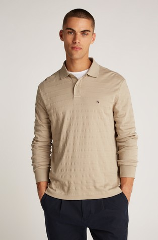 Regular fit črtasta polo majica z dolgimi rokavi