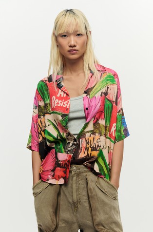 Vzorčasta viskozna srajca s kratkimi rokavi