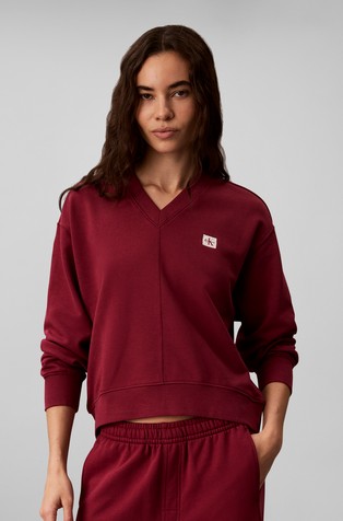 Relaxed fit bombažen pulover z monogramom