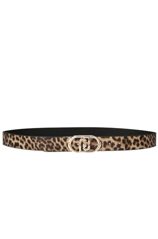 Reversible leopard-print faux-suede belt