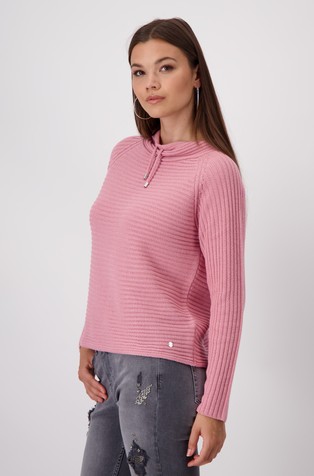 MONARI Ribbed jumper with drawstring Pink 5