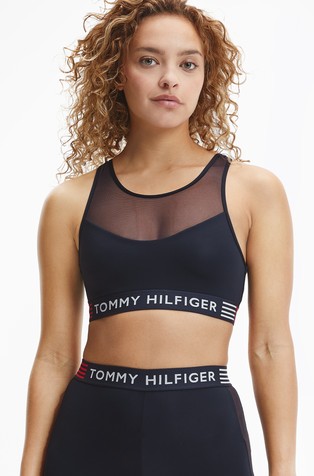 TH Stretch Unlined Bralette Logo Bra With Mesh Inser