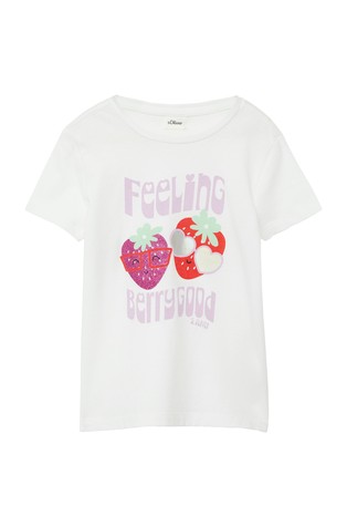 Loose fit bombažna majica z bleščečim potiskom