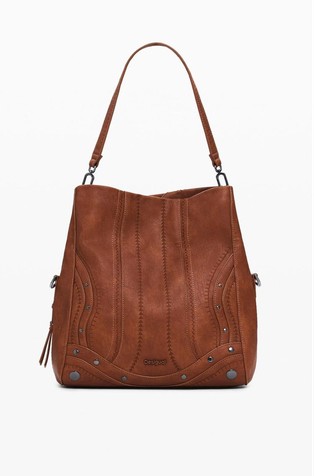 Medium embroidered faux leather bag