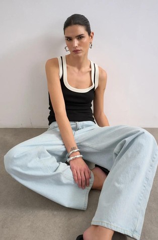 TSRAJA rib scoop neck vest