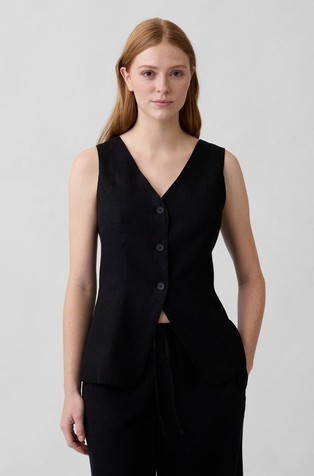 Longline Linen-Blend Vest