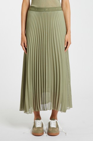 Monochrome mesh pleated skirt