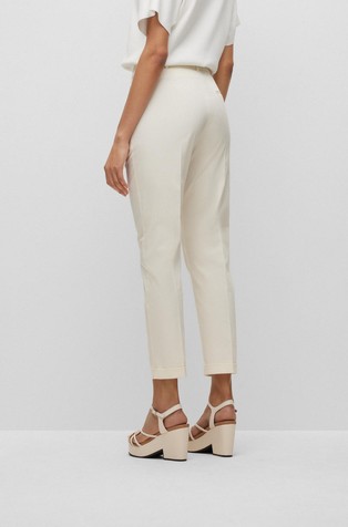 HUGO BOSS Regular fit hlače iz raztegljivega bombaža Bela - Open White 2