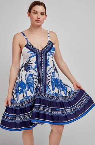 Printed beach dress in viscose