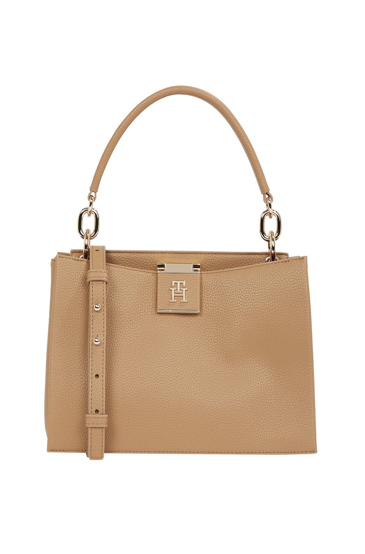 TOMMY HILFIGER Pebble Grain Crossbody Tote Bag Beige 