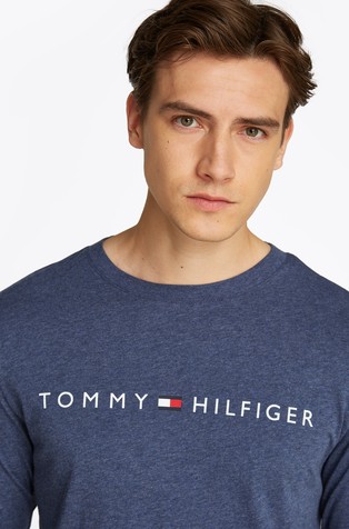 TOMMY HILFIGER Logo zgornji del pižame z dolgimi rokavi Modra - Blue 4