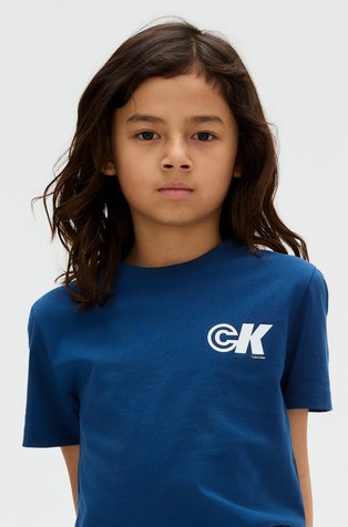 CALVIN KLEIN Regular cotton logo T-shirt Blue 4