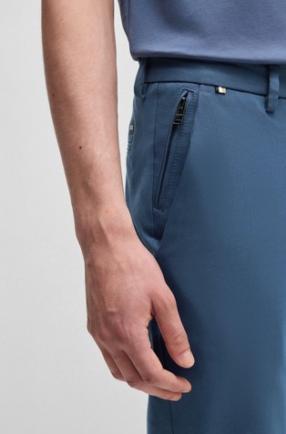 HUGO BOSS Slim fit hlače iz raztegljive bombažne mešanice Modra - Blue Colour 4