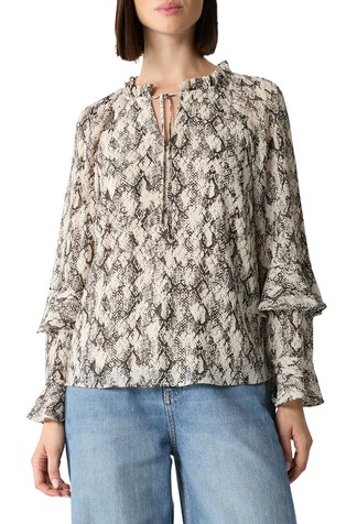 Bluza z naborki in živalskim vzorcem