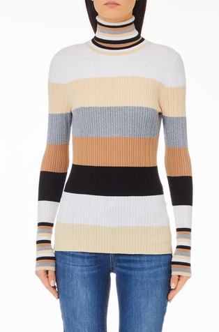 Knitted striped sweater in viscose-blend