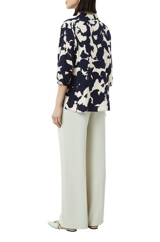 COMMA Viscose shirt with all-over print and 3/4 sleeves Blue / Beige 2