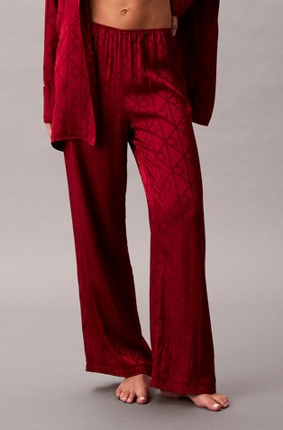 Satin Pyjama Pants with Logo Print