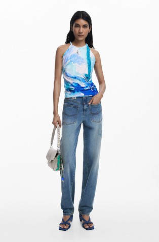 DESIGUAL Patterned tank top Blue / White 6