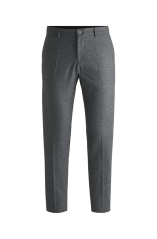 HUGO BOSS Slim-fit trousers in wool-blend flannel Gray 1