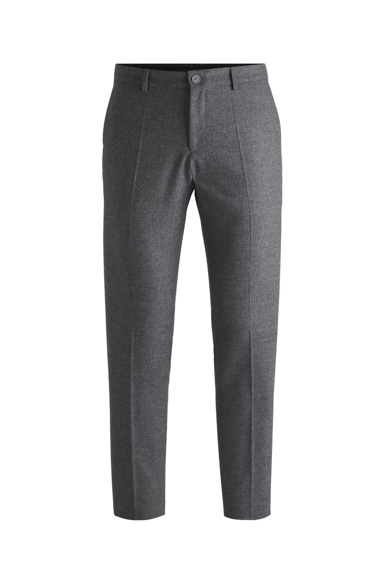 HUGO BOSS Slim-fit trousers in wool-blend flannel Gray 