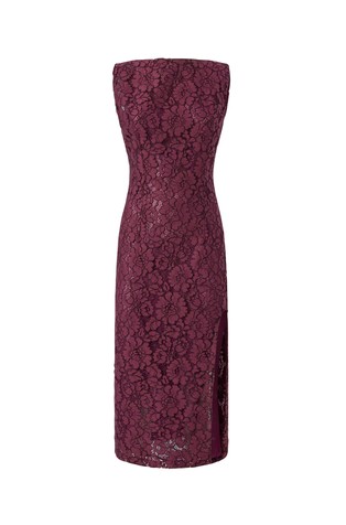 Čipkasta obleka z globokim izrezom zadaj