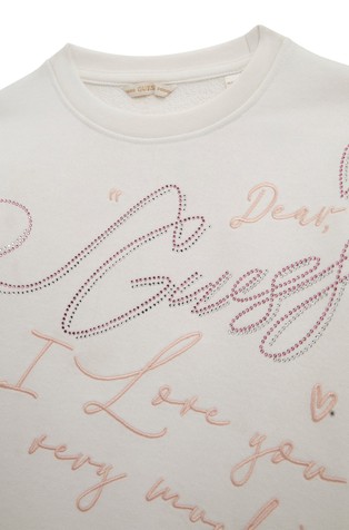 GUESS Active sweater with embroideries and rhinestones Pure White 3