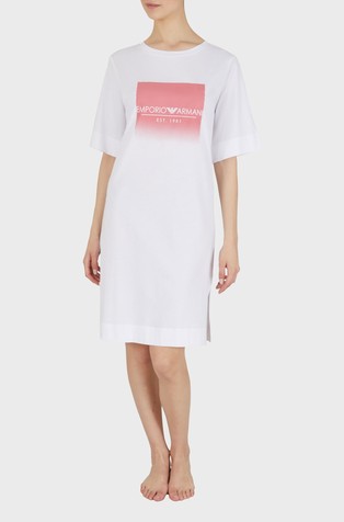 Organic-cotton nightgown with logo print