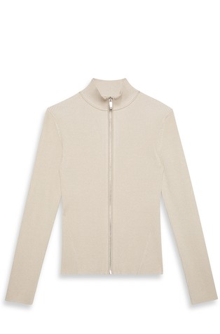 Sculpted Knit Zip Up Cardigan