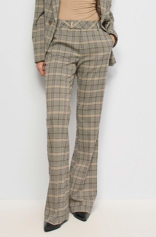 Flare chino trousers with check pattern