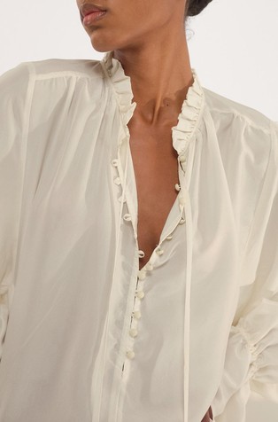 MARELLA Selected By Chloé Lecareux kratka svilena obleka Bela - Vanilla 4