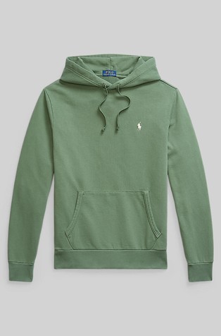 RALPH LAUREN Pulover s kapuco in frotirano notranjostjo Zelena - Fatigue 5